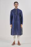 Buy_Arihant Rai Sinha_Blue Silk, Cotton Embroidery Navy Thread Work Kurta Set _Online_at_Aza_Fashions