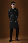 Buy_KOMAL KOTHARI_Black Cotton Embroidery Calves Kurta_at_Aza_Fashions