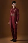 Buy_KOMAL KOTHARI_Maroon Cotton Embroidery Deer In The Woods Kurta_Online_at_Aza_Fashions