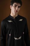 Buy_KOMAL KOTHARI_Black Cotton Embroidery Elephant Kurta_Online_at_Aza_Fashions