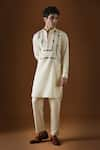 Buy_KOMAL KOTHARI_Ivory Cotton Embroidery Geometric Sequin Kurta_at_Aza_Fashions