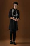 Buy_KOMAL KOTHARI_Black Cotton Embroidery Geometric Sequin Straight Kurta_at_Aza_Fashions