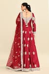 Shop_Kalighata_Maroon Chanderi Embroidered Zardozi Leaf Mukesh Floral Anarkali With Dupatta _at_Aza_Fashions