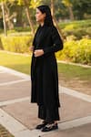 RAAS LIFE_Black Merino Wool Solid Open Alaska A-line Jacket With Pant _Online_at_Aza_Fashions