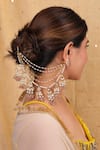 Shop_SHLOK JEWELS_Multi Color Pearl And Kundan Floret Tassel Embellished Earchains Set Of 2 _at_Aza_Fashions