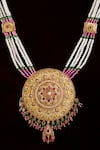 Totapari_Gold Plated Stone Heera Panna Rani Haar Necklace Set _Online_at_Aza_Fashions