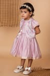 Lil Angels_Purple Silk Embroidery Cutdana Bloom Attached Jacket Dress _Online_at_Aza_Fashions