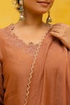 MITHI SUPARI_Pink Malai Chanderi Embroidered Resham Cutwork And Zari Kurta Pant Set _Online_at_Aza_Fashions