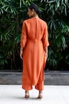 Shop_Eeda_Orange Viscose Silk Patchwork Band Collar Bodice Kurta With Pant Set _at_Aza_Fashions