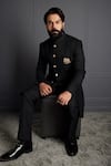 Buy_Kora By Nilesh Mitesh_Black Matka Solid Sherwani With Trouser _at_Aza_Fashions