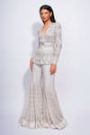 Buy_Ritika Mirchandani_Ivory Crepe Embroidery Crystal V Neck Terranova Palm Kurta Sharara Set _at_Aza_Fashions