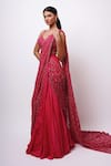 Buy_Ritika Mirchandani_Pink Crepe Embroidery Raaab Pinwheel Pre-draped Half Lehenga Saree With Blouse _at_Aza_Fashions