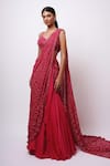 Shop_Ritika Mirchandani_Pink Crepe Embroidery Raaab Pinwheel Pre-draped Half Lehenga Saree With Blouse _at_Aza_Fashions