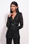 Buy_Ritika Mirchandani_Black Crepe Embroidery Crystal V Corduroy Mandarin Blossom Kurta Sharara Set _Online_at_Aza_Fashions