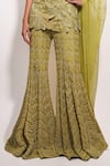 Ritika Mirchandani_Green Crepe Embroidery Crystal Cutwork Nymphora Petal Bloom Kurta Sharara Set _Online_at_Aza_Fashions