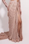 Ritika Mirchandani_Pink Crepe Embroidery Crystal Nostara Starlix Pre-draped Slit Saree With Blouse _Online_at_Aza_Fashions