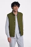 Buy_Terra Luna_Green 100% Organic Handloom Cotton Checkered Nix Uni Jacket _at_Aza_Fashions