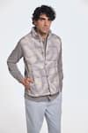 Terra Luna_Grey 100% Organic Handloom Cotton Printed Checkered Nix Jacket _Online_at_Aza_Fashions