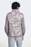 Terra Luna_Grey 100% Organic Handloom Cotton Printed Checkered Nix Jacket _at_Aza_Fashions