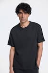 Buy_Terra Luna_Black 100% Organic Handloom Cotton Solid Pico Back Yoke T-shirt _at_Aza_Fashions