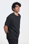 Terra Luna_Black 100% Organic Handloom Cotton Solid Pico Back Yoke T-shirt _Online_at_Aza_Fashions