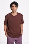 Buy_Terra Luna_Brown 100% Organic Handloom Cotton Solid Pico Back Yoke T-shirt _at_Aza_Fashions