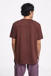 Shop_Terra Luna_Brown 100% Organic Handloom Cotton Solid Pico Back Yoke T-shirt _at_Aza_Fashions