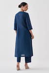 Shop_Vaaya_Blue Handwoven Silk Chanderi Solid Round Neck Kurta With Pant _at_Aza_Fashions