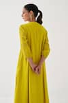 Buy_Vaaya_Yellow Handwoven Striped Silk Embellished Neckline Pattern Kurta Pant Set _Online_at_Aza_Fashions