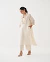 Buy_Vaaya_Off White Handwoven Silk Chanderi Striped Embellished Neckline Kurta With Pant 