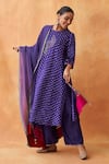 Buy_Vaaya_Purple Pure Gajji Silk Bandhni Pattern And Hand Embroidered Kurta Pant Set _at_Aza_Fashions