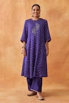 Vaaya_Purple Pure Gajji Silk Bandhni Pattern And Hand Embroidered Kurta Pant Set _Online_at_Aza_Fashions