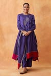 Vaaya_Purple Pure Gajji Silk Bandhni Pattern And Hand Embroidered Kurta Pant Set _at_Aza_Fashions