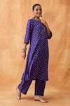 Vaaya_Purple Pure Gajji Silk Bandhni Pattern And Hand Embroidered Kurta Pant Set _Online