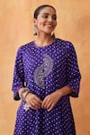 Buy_Vaaya_Purple Pure Gajji Silk Bandhni Pattern And Hand Embroidered Kurta Pant Set _Online