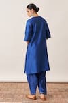 Shop_Vaaya_Blue Pure Silk Chanderi Embroidery Round Neck Yoke Kurta And Salwar Set _at_Aza_Fashions