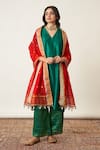 Buy_Vaaya_Red Pure Silk Chanderi Sikka Booti Woven Dupatta _at_Aza_Fashions