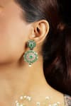 Buy_The Bling Girll_Green Emerald Stone Floral Embellished Earrings _at_Aza_Fashions