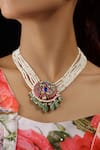 Buy_The Bling Girll_White Stone Floral Embellished Pendant Necklace _at_Aza_Fashions