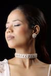 Buy_The Bling Girll_White Stone Floral Embellished Choker Necklace Set _at_Aza_Fashions