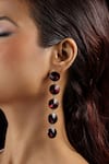 Buy_The Bling Girll_Maroon Crystal Stone Embellished Drop Earrings _at_Aza_Fashions