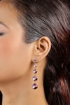 Buy_The Bling Girll_Maroon Crystal Stone Embellished Drop Dangler Earrings _at_Aza_Fashions