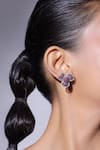 Buy_The Bling Girll_Pink Diamond Floral Faux Embellished Studs _at_Aza_Fashions