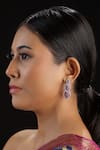 Buy_The Bling Girll_Pink Rhinestone Leaf Shaped Embellished Earrings _at_Aza_Fashions