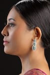 Buy_The Bling Girll_Green Rhinestone Oval Shaped Earrings _at_Aza_Fashions