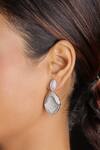 Buy_The Bling Girll_White Rhinestone Oval Shaped Embellished Earrings _at_Aza_Fashions