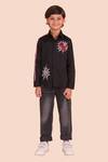 Buy_Partykles_Black 100% Cotton Embroidered Spider Man Motif Shirt _at_Aza_Fashions