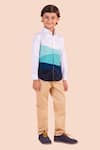 Buy_Partykles_Multi Color Cotton Patchwork Wave Shirt _at_Aza_Fashions