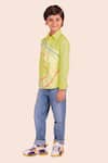 Shop_Partykles_Green Cotton Patchwork Embroidered Wave Shirt _at_Aza_Fashions