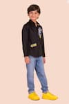 Buy_Partykles_Black Silk Embroidery Batman Motif Shirt _at_Aza_Fashions
